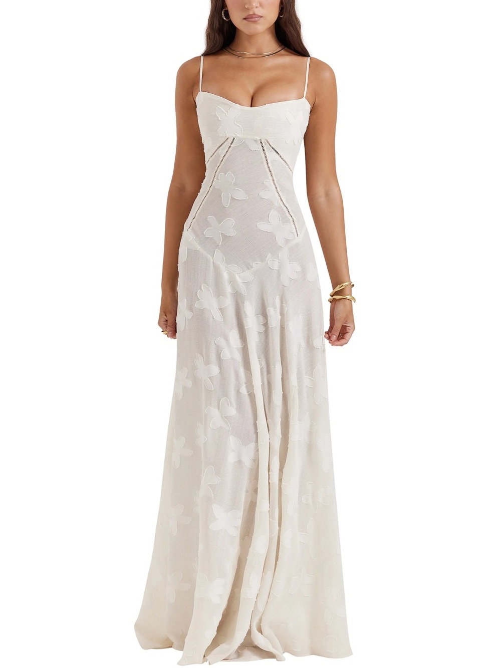 Seren Blush Sheer Lace-Up Back Gown House of CB
